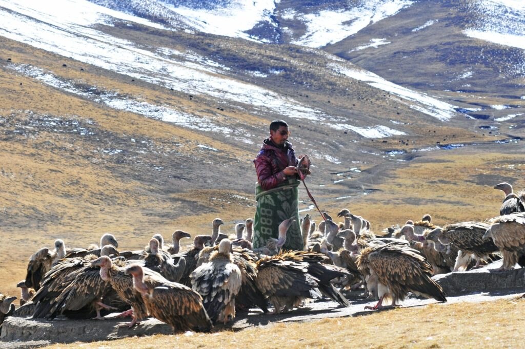 Rito funebre in Tibet nella provincia del Qinghai. Foto @ EPA/ZHAO ZP