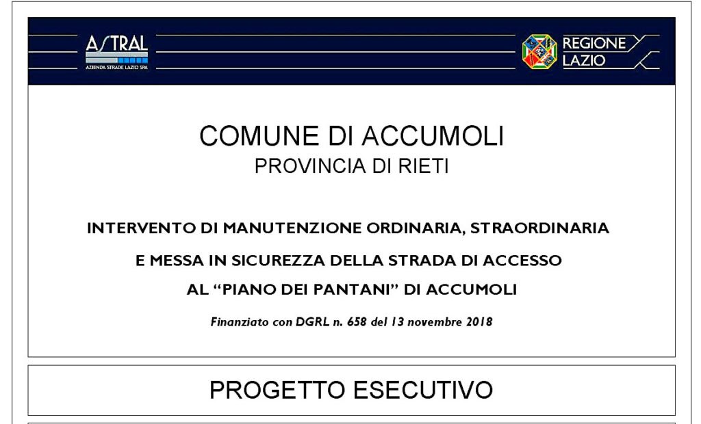 Il progetto esecutivo dei lavori alla strada