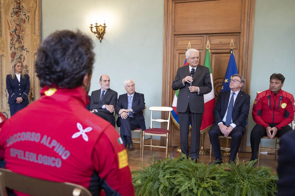 Il Presidente Mattarella incontra i tecnici CNSAS al Quirinale - Foto CNSAS