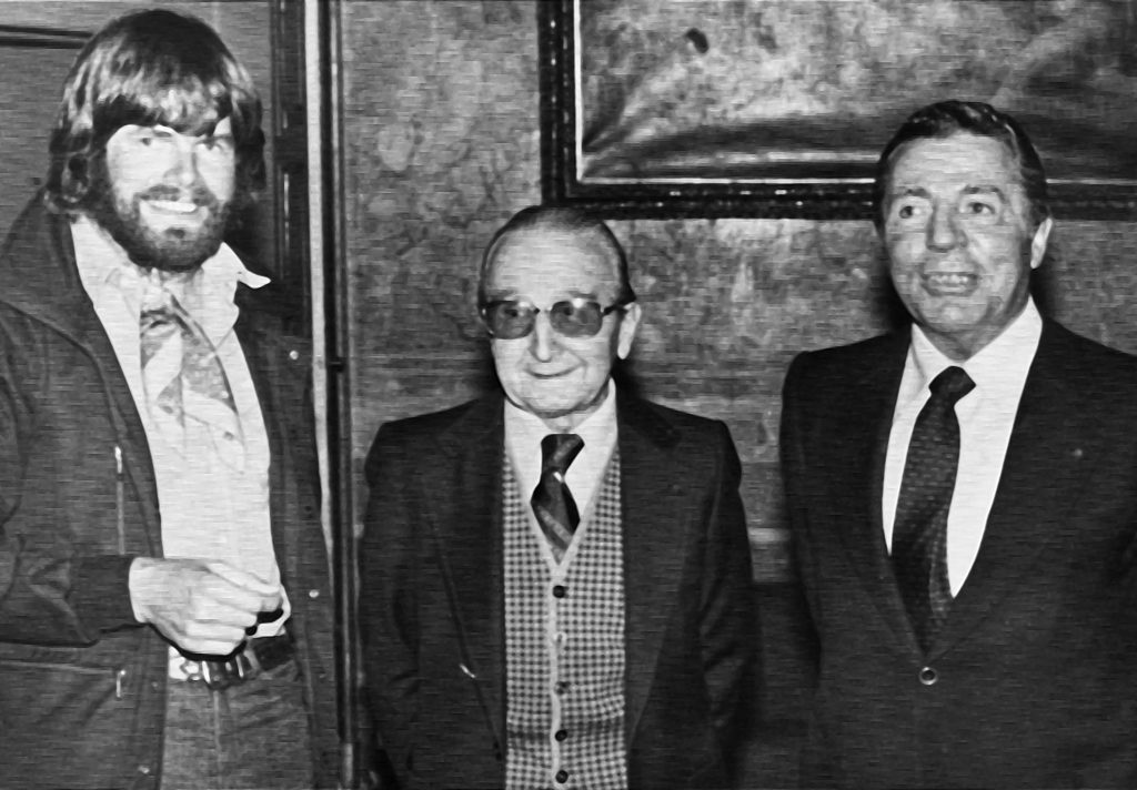 Ardito Desio con Reinhold Messner e Achille Compagnoni