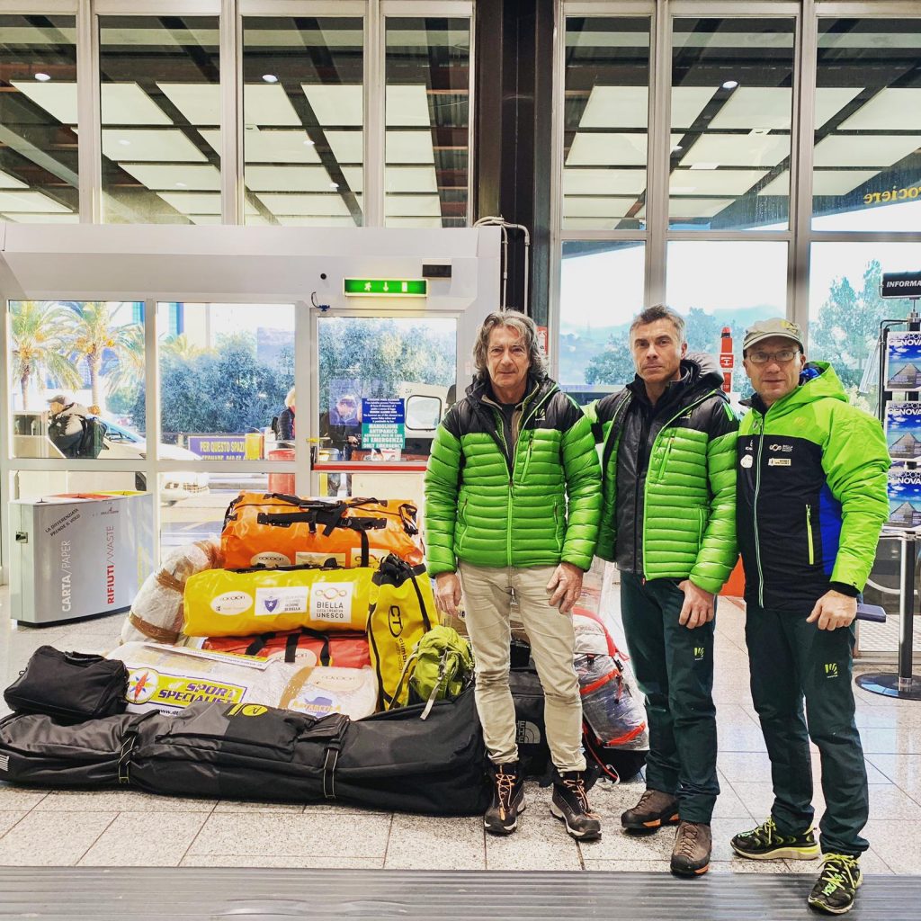 I tre alpinisti in partenza a Fiumicino