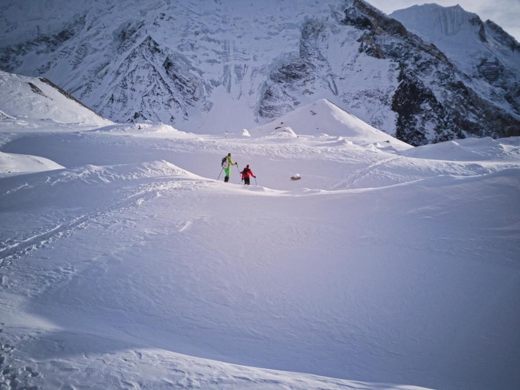 Sul ghiacciaio dei Gasherbrum. Foto @ Simone Moro - Tamara Lunger - Matteo Pavana