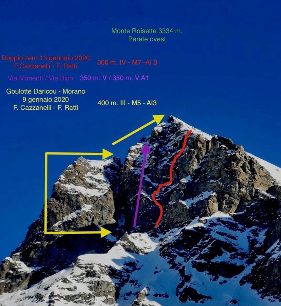 Dettaglio vie sulla Roisette. Archivio François Cazzanelli