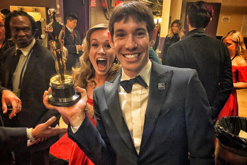 Alex Honnold e Sanni McCandless alla notte degli Oscar - Foto FB Jimmy Chin