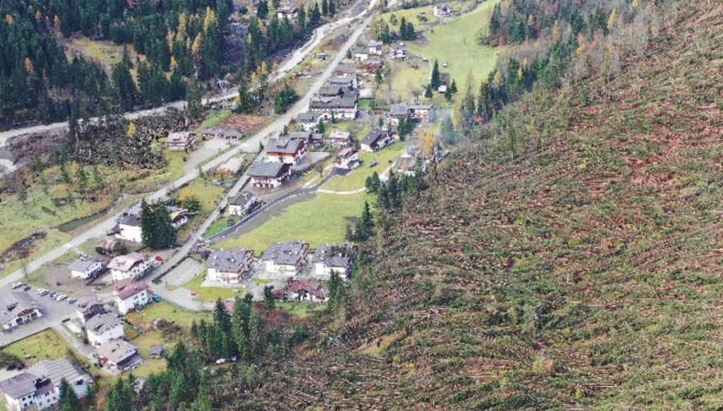 I danni della tempesta Vaia in Val Pettorina - 
ANSA/DIEGO RIVA/FOTO RIVA ALLEGHE
