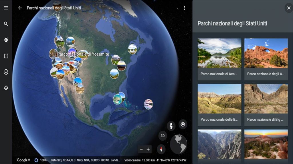 Tour dei Parchi USA su Google Earth