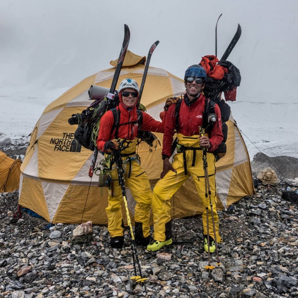 David con Hervé al campo base del Gasherbrum IV. Foto archivio David Göttler 