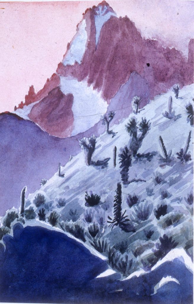 Monte Kenya, acquerello di Felice Benuzzi