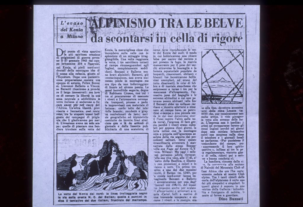 Monte Kenya, articolo di Dino Buzzati
