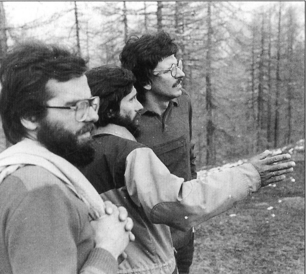 Aprile 1982, val Grande di Lanzo: Roberto mantovani, Enrico Camanni e Gian Piero Motti. Foto: G. Rinaldi