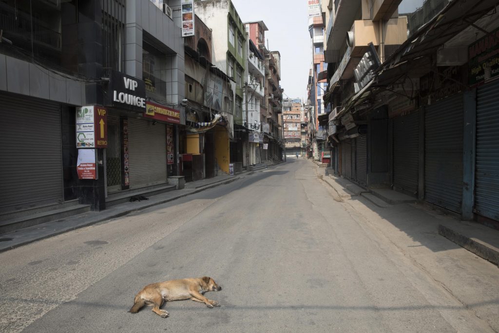 Kathmandu durante il lockdown. Foto @ ANSA EPA/NARENDRA SHRESTHA