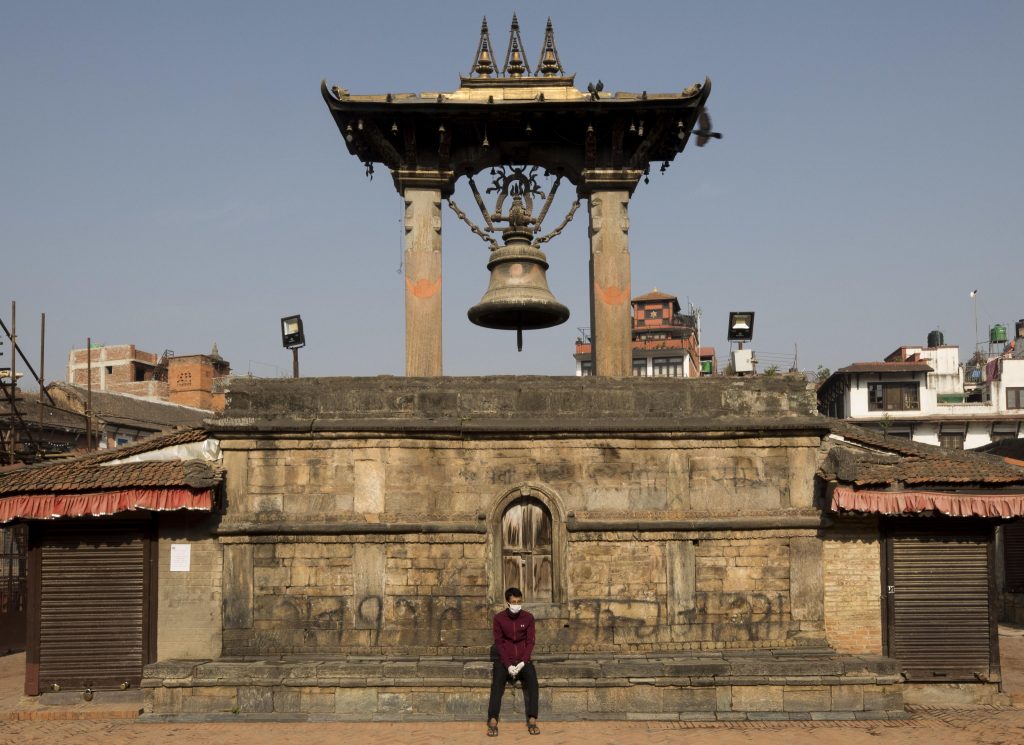 Kathmandu durante il lockdown. Foto @ ANSA EPA/NARENDRA SHRESTHA