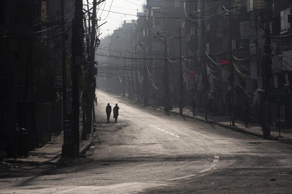 Kathmandu durante il lockdown. Foto @ ANSA EPA/NARENDRA SHRESTHA