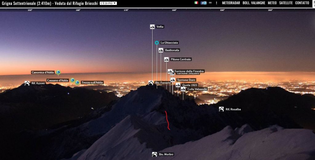 La webcam del rifugio Brioschi nella posizione corretta