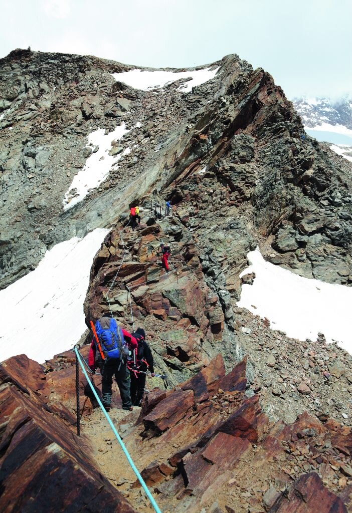 Rifugio Quintino Sella (3585 m) al ghiacciaio Felik nel gruppo del Monte Rosa.
Foto Andrea Greci