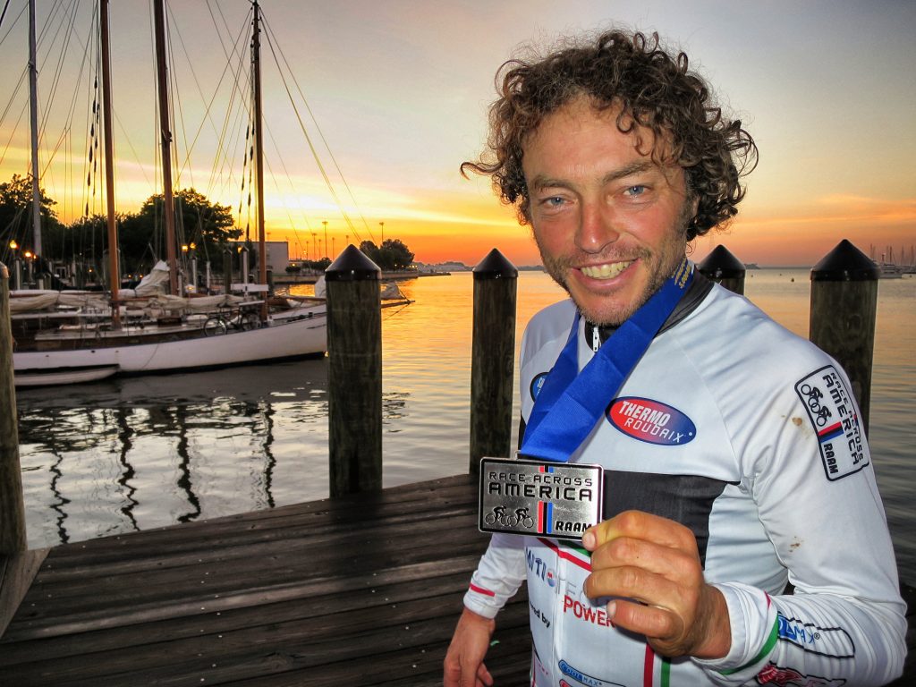 Nico Valsesia alla conclusione della RAAM 2014. Foto archivio Nico Valsesia.