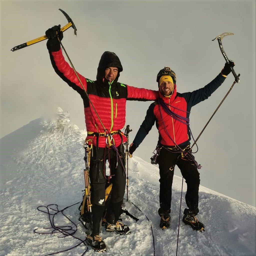 Massimo Coda e Adnrea Lanfri in cima al Monte Bianco. Foto Andrea Lanfri