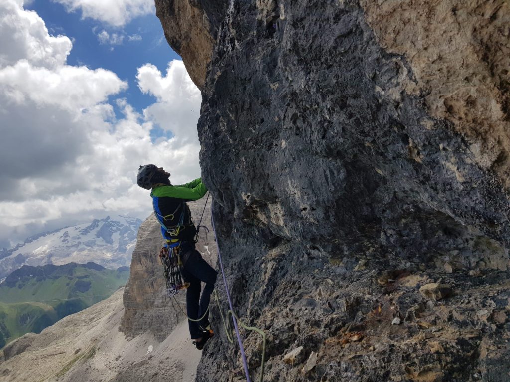 Denis in arrampicata. Foto archivio Denis Trento