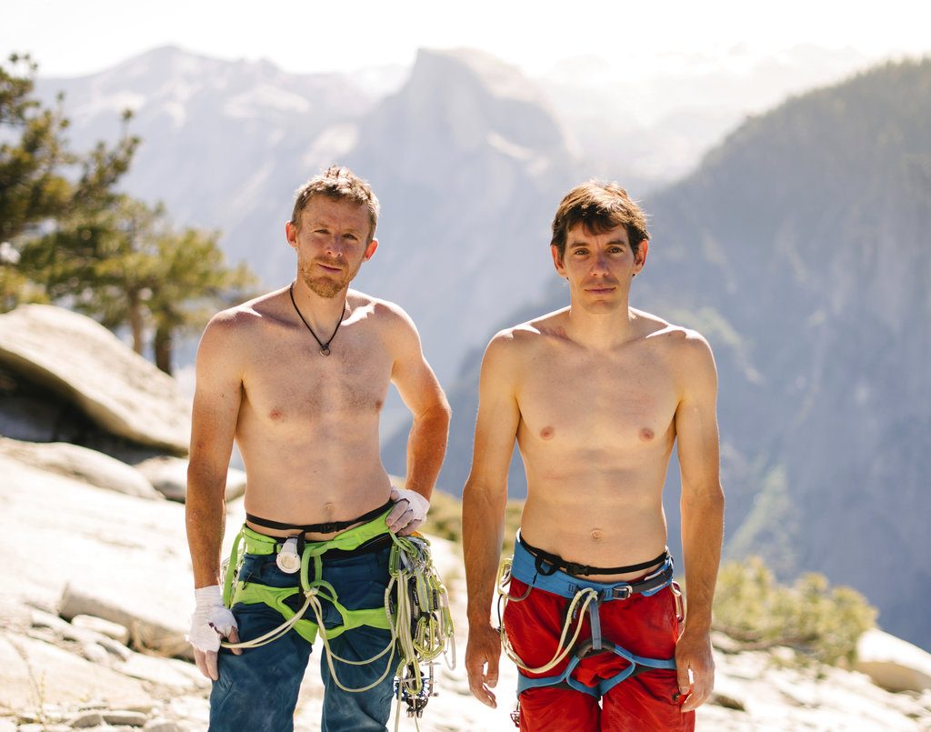 Tommy Caldwell e Alex Honnold dopo aver realizzato il nuovo record su The Nose.