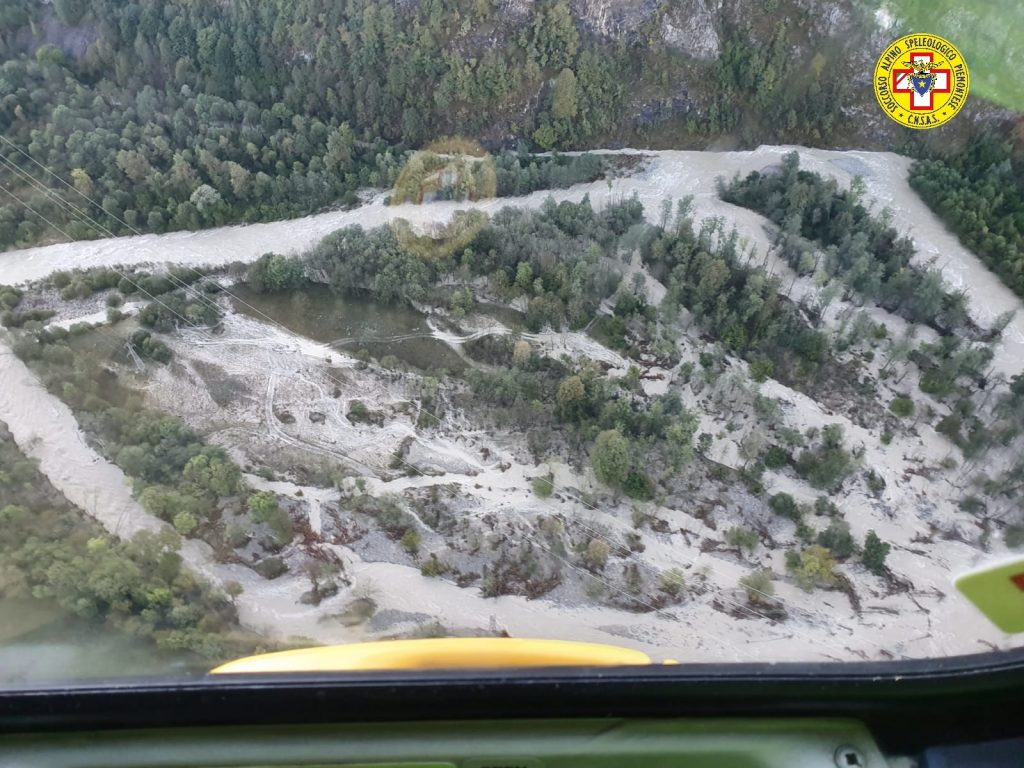 Valle Gesso (Cn) durante le operazioni di questa mattina. Foto @ CNSAS Piemonte