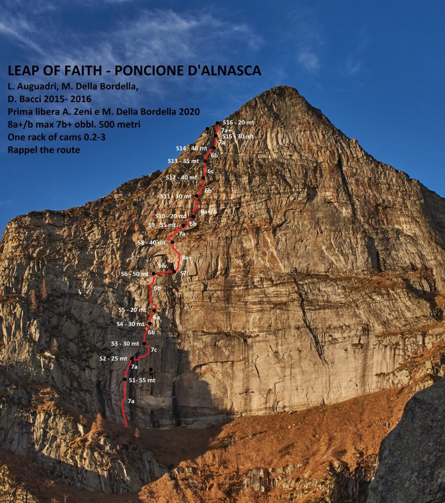 Il tracciato di Leap of faith. Foto archivio Matteo Della Bordella