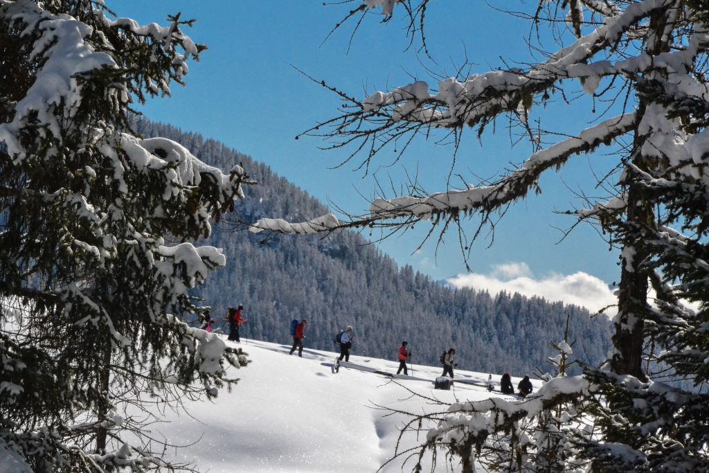 Con le ciaspole a La Magdeleine. Foto Stefano Carletto
