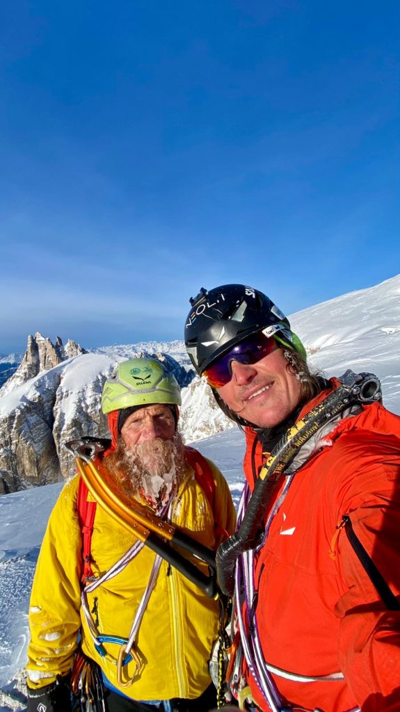 Simon e Adnrea in vetta al Popera. Foto archivio Simon Gietl