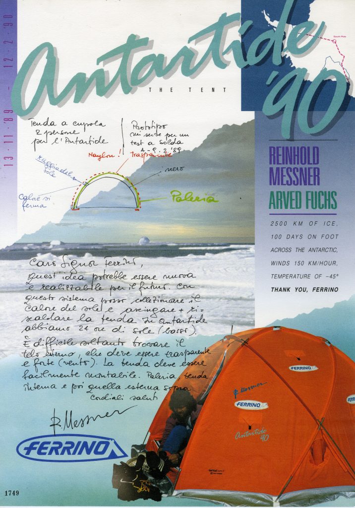 La tenda realizzata per Messner. Foto Archivio storico digitale della Ferrino e C. SpA