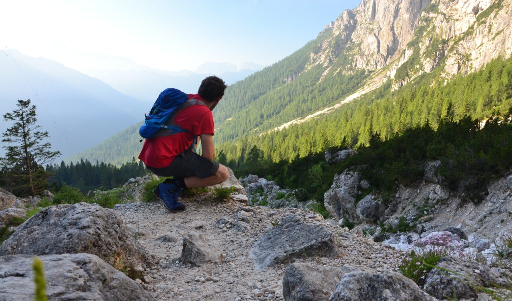 Gian Luca su un sentiero delle Pale di San Martino, nel 2015. Foto Gian Luca Gasca