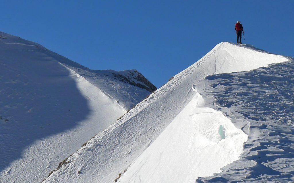 Gran Sasso, la cresta della Portella d'inverno
