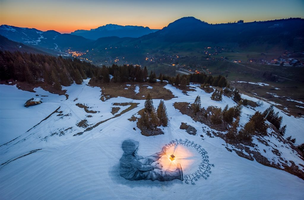 saype, neve, land art