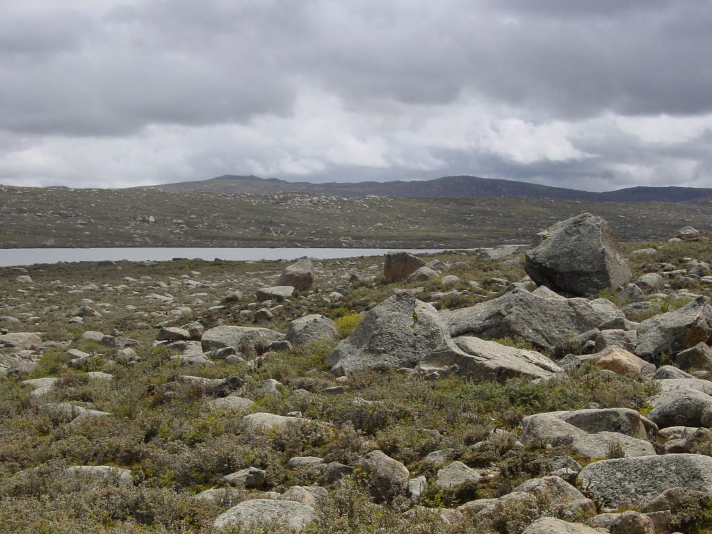 Morene marginali vicino alle sponde di un lago, che ne denotano l