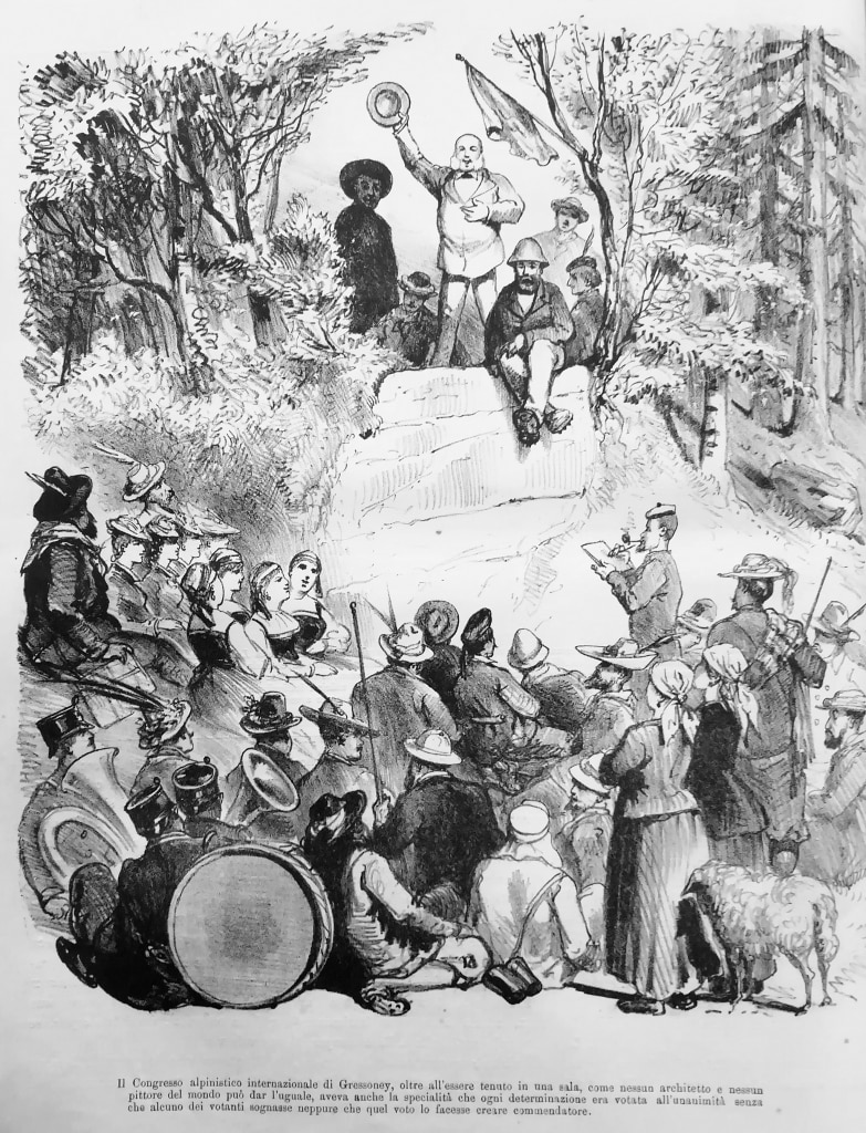 Casimiro Teja - Congresso internazionale degli alpinisti a Gressoney 5 agosto 1877 - Si riconoscono al centro Quintino Sella Henry Budden 1. Foto Fondazione Sella