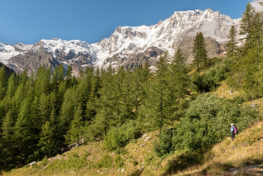 Macugnaga, Monte Rosa, il paesaggio con il Monte Rosa all