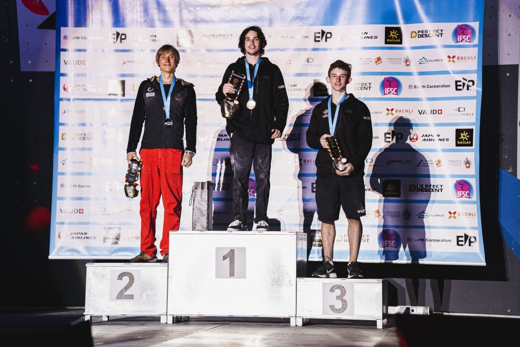 Podio Maschile Villars - Foto Lena Drapella/IFSC