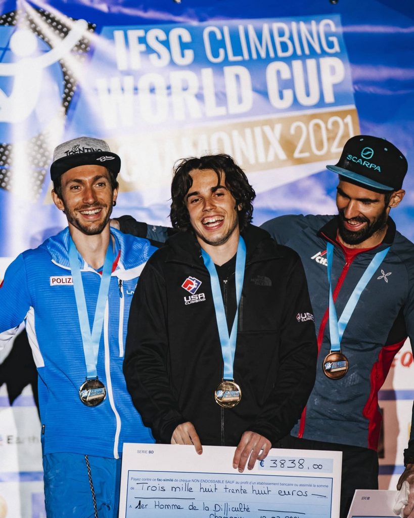 Podio maschile Chamonix - Foto FB Stefano Ghisolfi Ph. Lena Pedrella