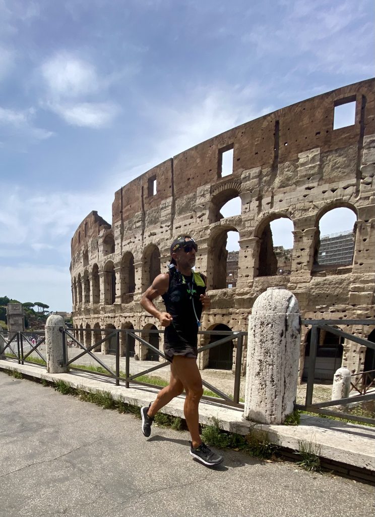 Stefano Gregoretti durante la sua corsa attraverso l