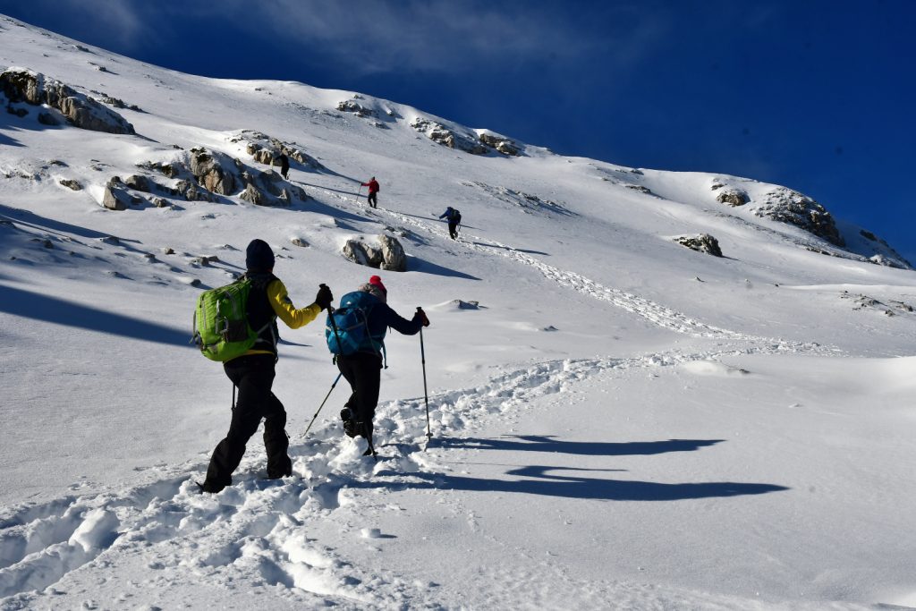 Tra il rifugio Sebastiani e il Costone, inverno