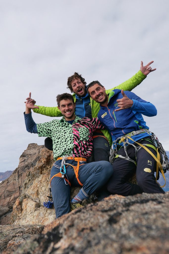 Symon, Silvan e Matteo in cima alla Siren Tower. Archivio Della Bordella/Schüpbach/Welfringer