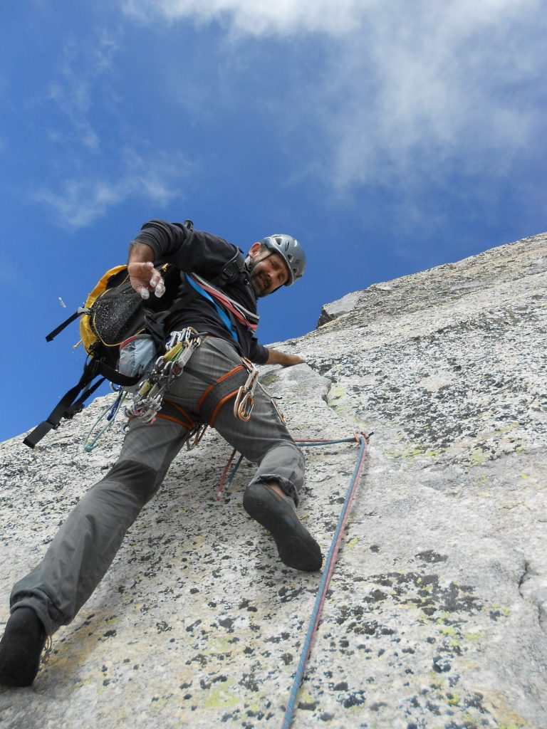 Enrico Camanni in arrampicata. Foto archivio Camanni