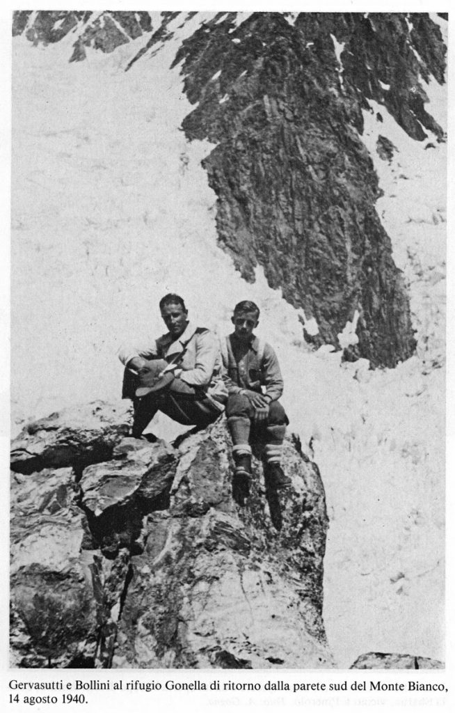 Gervasutti con Paolo Bollini dopo la salita al Pilone Nord del Frêney. Foto Centro documentazione Museo Nazionale della Montagna - CAI Torino