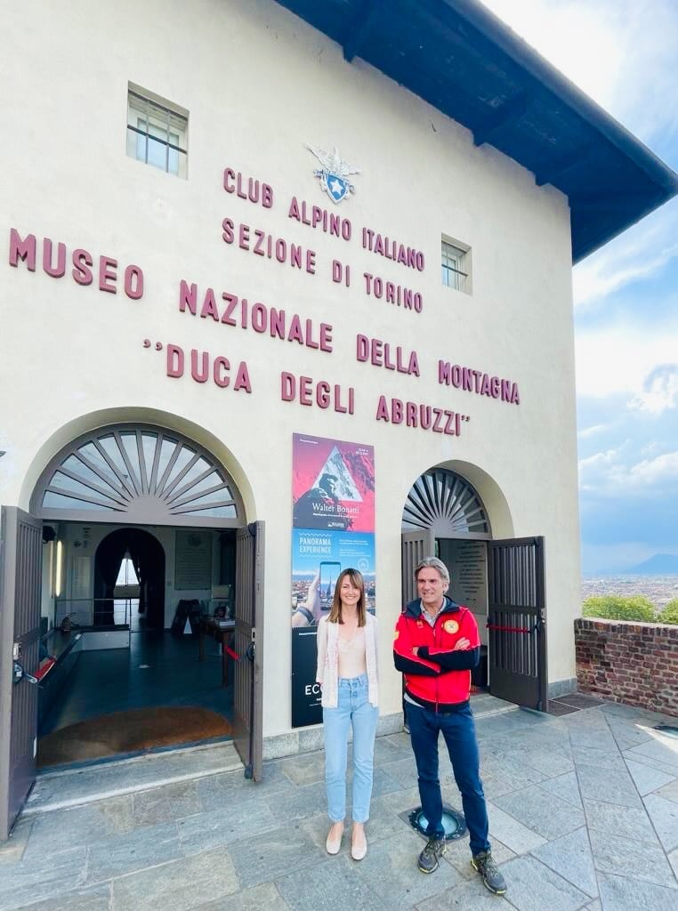 La direttrice del Museo Nazionale della Montagna Daniela Berta e Saverio Isola, capo del SASP torinese - Foto FB Museo Nazionale della Montagna