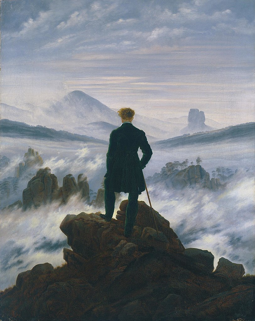 Viandante sul mare di nebbia (Der Wanderer über dem Nebelmeer) , Caspar David Friedrich - Foto Wikimedia Commons