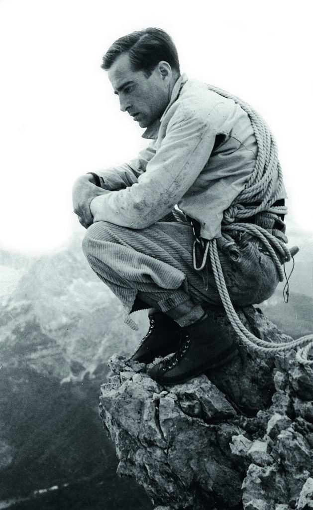 Emilio Comici in vetta al Cadìn della Neve, settembre 1934. Foto: Dino Buzzati