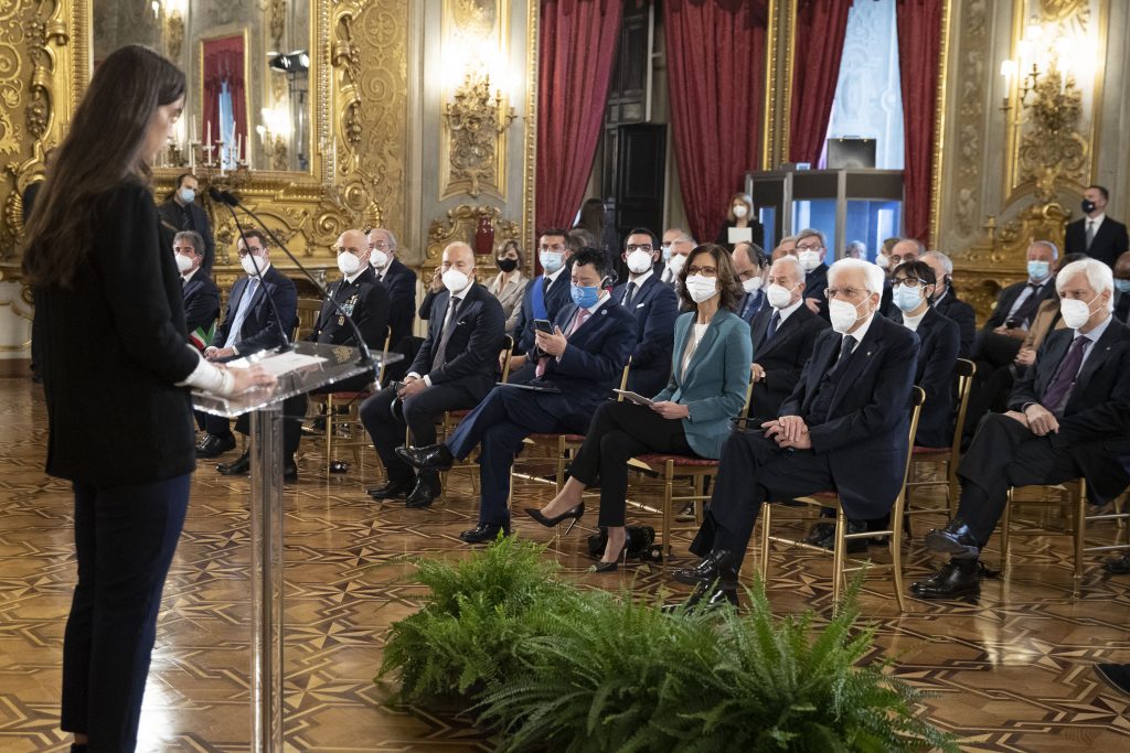 Il Presidente Mattarella durante la cerimonia in occasione della Giornata nazionale della Montagna
(foto di Francesco Ammendola - Ufficio per la Stampa e la Comunicazione della Presidenza della Repubblica)