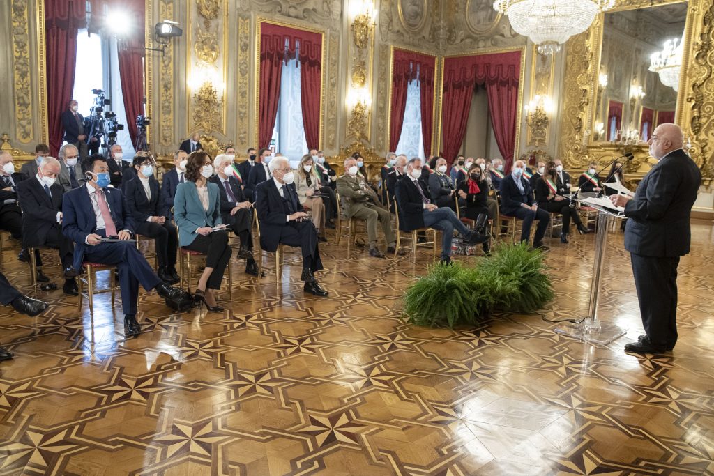 Il Presidente Mattarella durante la cerimonia in occasione della Giornata nazionale della Montagna
(foto di Francesco Ammendola - Ufficio per la Stampa e la Comunicazione della Presidenza della Repubblica)