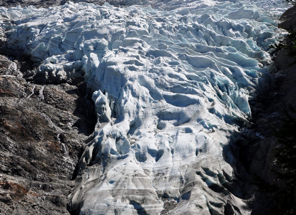 La lingua terminale del ghiacciaio dei Bossons, foto SA