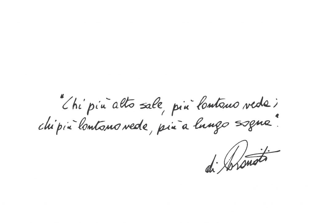 La frase firmata da Marco Bonaiti, così come riportata sui cataloghi. Foto Kong