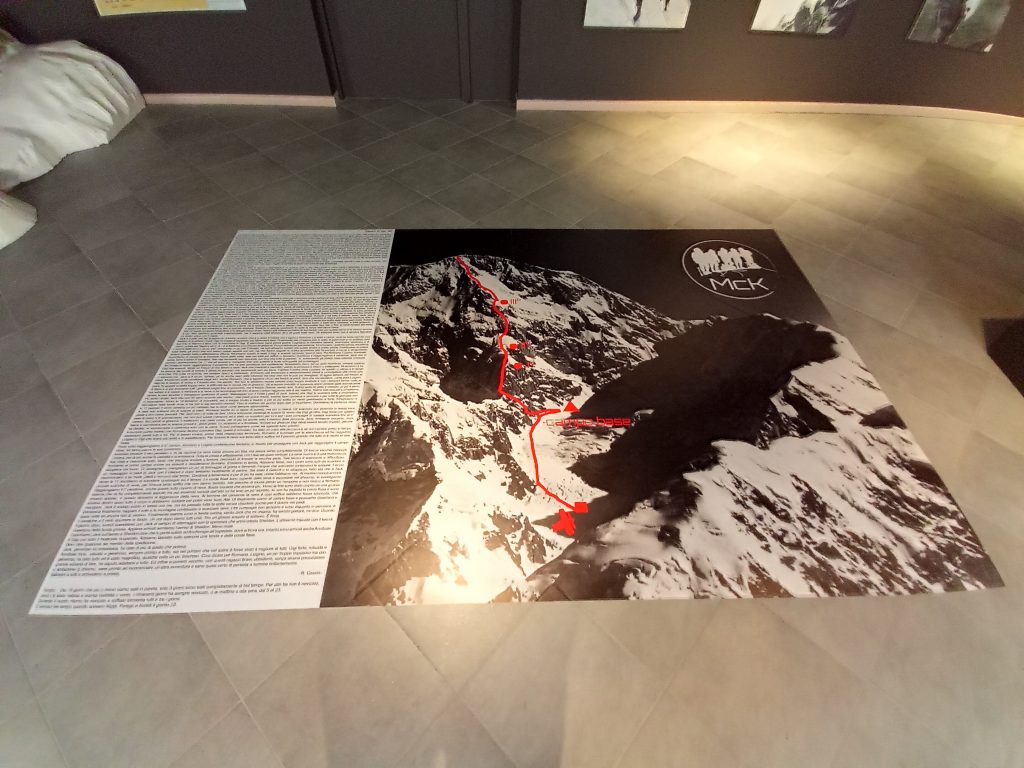 Un passaggio tratto dal diario di Cassine e il tracciato della via di salita - Foto Serafino Ripamonti
