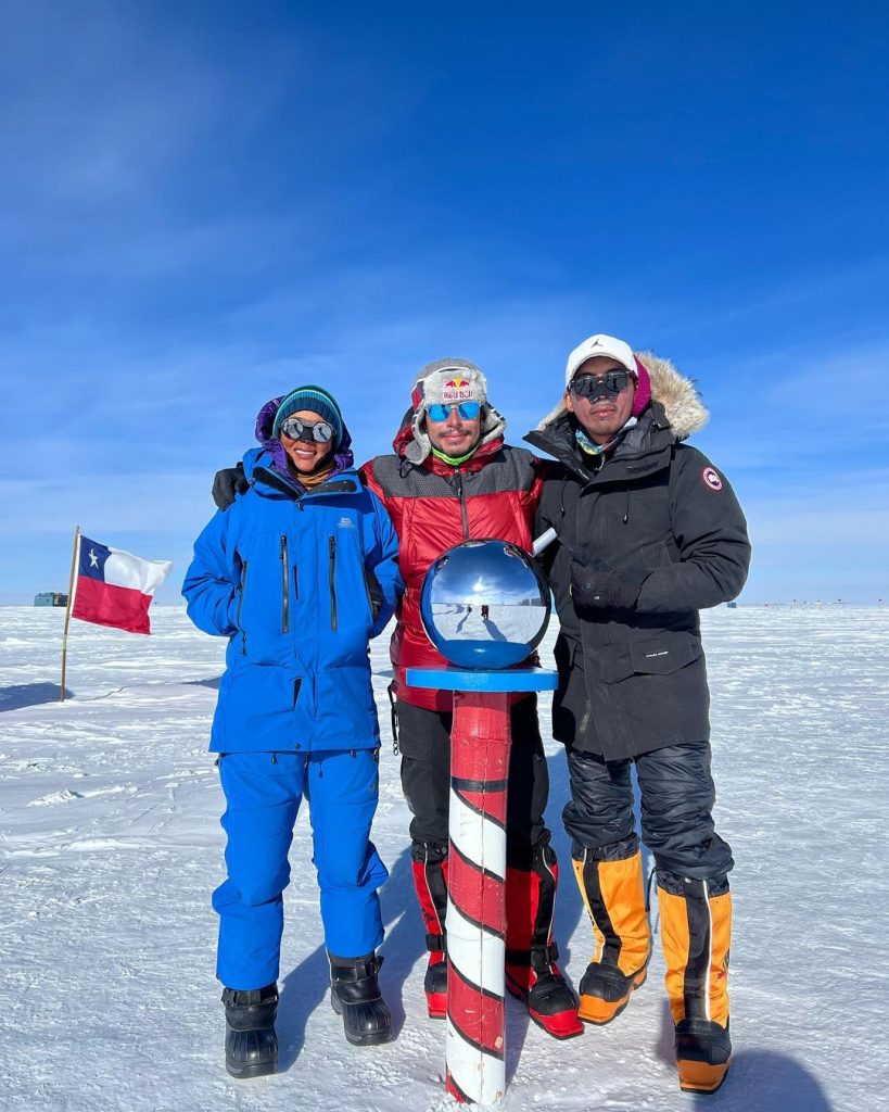 Il trio al Polo Sud. Foto Instagram Nirmal Purja